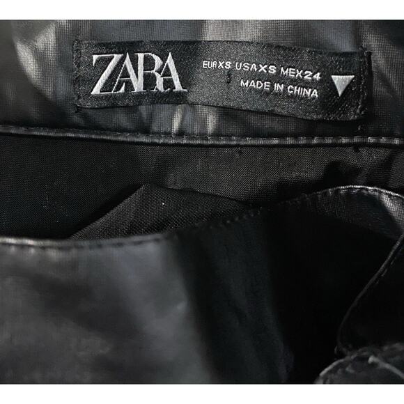 Zara Black Faux Leather Midi Skirt Belt Pleated Maxi Women XS Blogger Fave Wrap - Picture 8 of 11